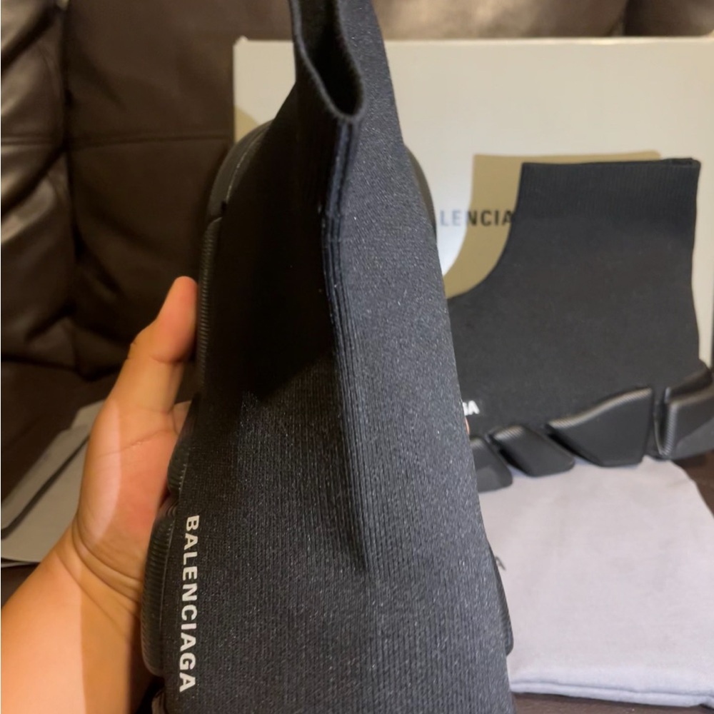 Balenciaga Black Knit Speed Sock Sneakers - Picture 4 of 5